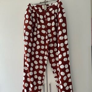 Urban Outfitters rust wide lag pants with oversized polka dots - size 6